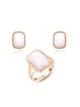 thumb Rose Gold Plated Square Shaped Austria Crystal Two Pieces Jewelry Set 0