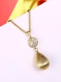thumb Simple Water Drop Hollow Round Necklace 2