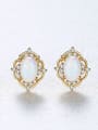 thumb 925 Sterling Silver With 18k Gold Plated Fashion Geometric Stud Earrings 0