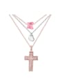 thumb Fashion Multi-layers austrian Crystals Cross Alloy Necklace 0