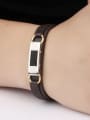 thumb Fashion Brown Artifical Leather Titanium Men Bracelet 1