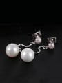 thumb Copper Alloy White Gold Plated Fashion Pearl Zircon Drop stud Earring 0