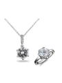 thumb Fashion Platinum Plated Flower Shaped Zircon Two Pieces Jewelry Set 0