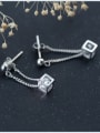 thumb All-match Square Shaped Shimmering Zircon Silver Drop Earrings 2