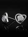 thumb Fashion Little Heart Cubic Rhinestones 925 Sterling Silver Stud Earrings 2