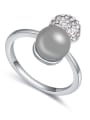 thumb Fashionable Imitation Pearl Shiny Crystals-covered Bead Alloy Ring 2