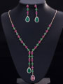 thumb Water Drop Color Zircons Two Pieces Jewelry Set 3