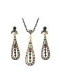 thumb Bohemia style Cubic Resin stones White Crystals Alloy Two Pieces Jewelry Set 0