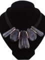 thumb Exaggerated Geometrical Resin Black Rope Necklace 2