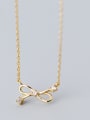 thumb 925 Sterling Silver With Gold Plated Simplistic Bowknot Necklaces 0