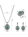 thumb Alloy Antique Silver Plated Vintage style Artificial Stones Oval Three Pieces Jewelry Set 3