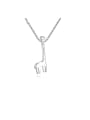 thumb 925 Sterling Silver With Platinum Plated Simplistic Long Deer  Necklaces 0