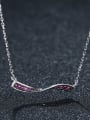 thumb 925 Sterling Silver With Platinum Plated Simplistic One Word Wave Necklaces 3