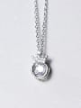 thumb Fresh Crown Shaped Rhinestone S925 Silver Necklace 0