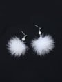 thumb Freshwater Pearl White Pompon Earrings 0