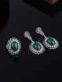 thumb Alloy Antique Silver Plated Vintage style Artificial Stones Oval Three Pieces Jewelry Set 2