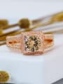 thumb Copper With Cubic Zirconia Delicate Square Band Rings 2