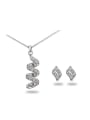 thumb All-match Spiral Shaped Platinum Plated Zircon Two Pieces Jewelry Set 0