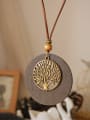 thumb All-match Wooden Round Shaped Tree Necklace 0