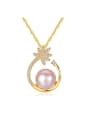 thumb Pure Silver AAA zircon  Natural Freshwater Pearl Pendant Necklace 0