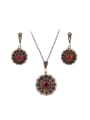 thumb Retro style Red Resin stones White Crystals Flowery Two Pieces Jewelry Set 0