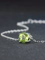 thumb Natural Green Stone Platinum Plated Silver Bracelet 2