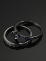 thumb Double Pieces Blue Zircons Black Plated Ring 2