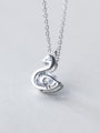thumb Lovely Swan Shaped Rhinestone S925 Silver Necklace 0