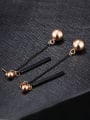 thumb Fashion Rose Gold Plated Beads Titanium Drop Earrings 2