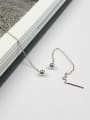 thumb Simple Little Smooth Bead Silver Line Earrings 2
