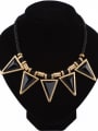 thumb Punk style Black Acrylic Triangles Pendant Gold Plated Necklace 0