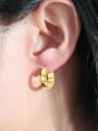 thumb Temperament Gold Plated Geometric Titanium Clip Earrings 1