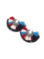 thumb Fan-shaped Colorful Women Tassel Drop Earrings 3