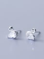 thumb 925 Sterling Silver With Silver Plated Simplistic Swan Stud Earrings 2