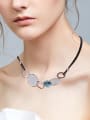 thumb Fashion austrian Crystal Black Leather Necklace 1