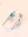 thumb Sterling silver emerald inlaid zircon geometric free size earring 2