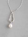 thumb 925 Sterling Silver With Artificial Pearl  Simplistic Geometric Necklaces 0