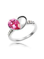 thumb Simple Water Drop austrian Crystal Heart Alloy Ring 3