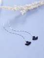 thumb Elegant Black Swan Cubic Zircon 925 Silver Line Earrings 0