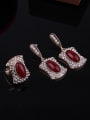 thumb Alloy Antique Gold Plated Fashion Oval Artificial Stones Three Pieces Jewelry Set 2