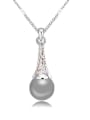 thumb Simple Shiny Crystals Imitation Pearl Alloy Necklace 4