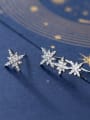 thumb 925 Sterling Silver With Platinum Plated Fashion Asymmetry Snowflake Stud Earrings 0