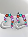 thumb Multi-color Austria Crystal Heart Shaped Stud Earrings 1