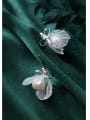 thumb 925 Sterling Silver With Platinum Plated Simplistic Leaf Drop Earrings 2