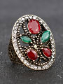 thumb Vintage style Oval Hollow Resin stones Crystals Alloy Ring 2