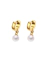thumb Trendy Gold Plated Artificial Pearl Titanium Drop Earrings 0