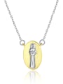 thumb 925 Sterling Silver With Two-color plating Personality Oval Statue Necklaces 0