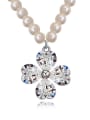 thumb Fashion Flowery austrian Crystals Pendant Imitation Pearls Alloy Necklace 2