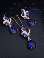 thumb Copper With  Glass stone Trendy Water Drop 2 Piece Jewelry Set 1