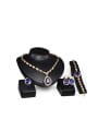 thumb Alloy Imitation-gold Plated Vintage style Sapphire and CZ Four Pieces Jewelry Set 0